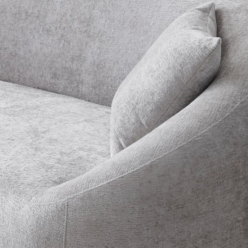 Canapé 93 po 93 po en velours de chenille incurvé moderne, 3 places, structure en bois massif, avec 2 coussins