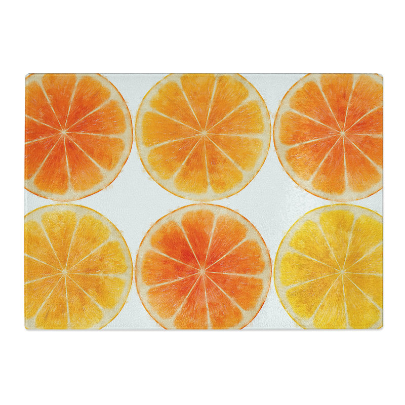 Orange Fruit Slices Painting Chopping Board, 0.4cm H x 28.5cm W x 39cm L