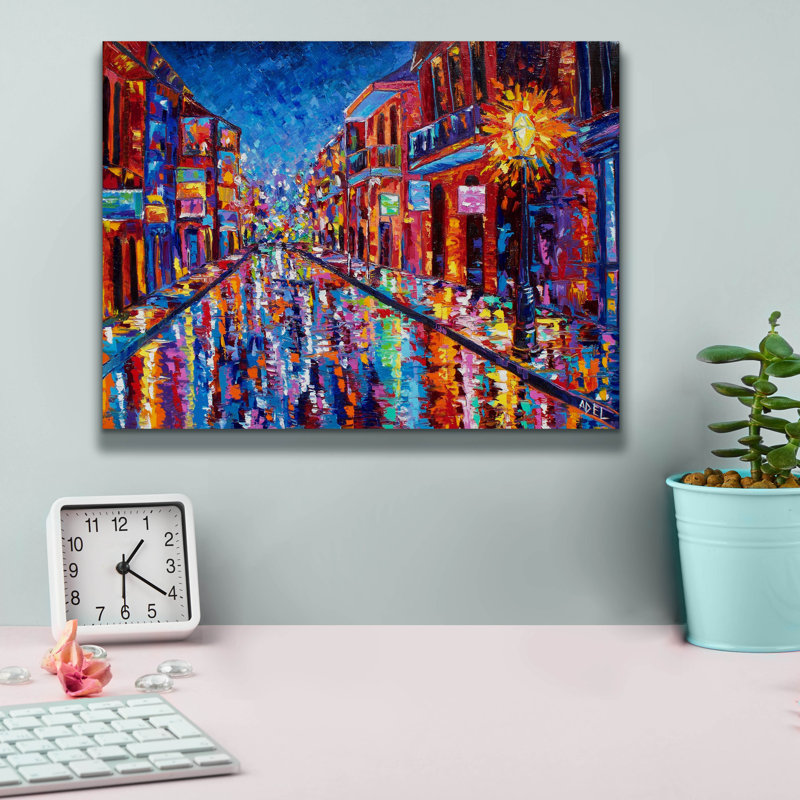  «New Orleans Cool Night On Bourbon Street» par ADEL, art mural sur toile, 16 po x 12 po, H 12 po x l 16 po