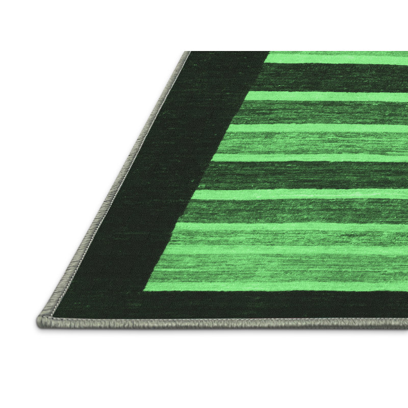 Tapis à motif abstrait vert émeraude 808, Rectangle 5 pi x 7 pi