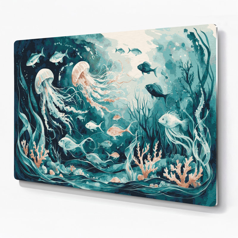 Art mural en métal vert nautique, H 11 po x l 14 po
