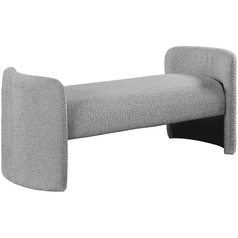 Peyton Boucle Fabric Bench, Grey Boucle Fabric