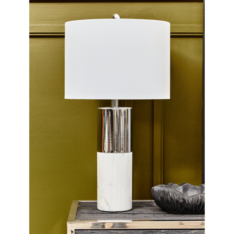 Appoline Table Lamp, White/Silver