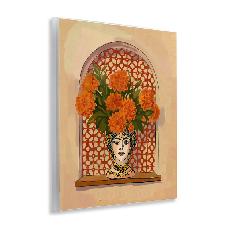 Plaque murale en forme de vase orné de fleurs, design par Amelia Noyes
