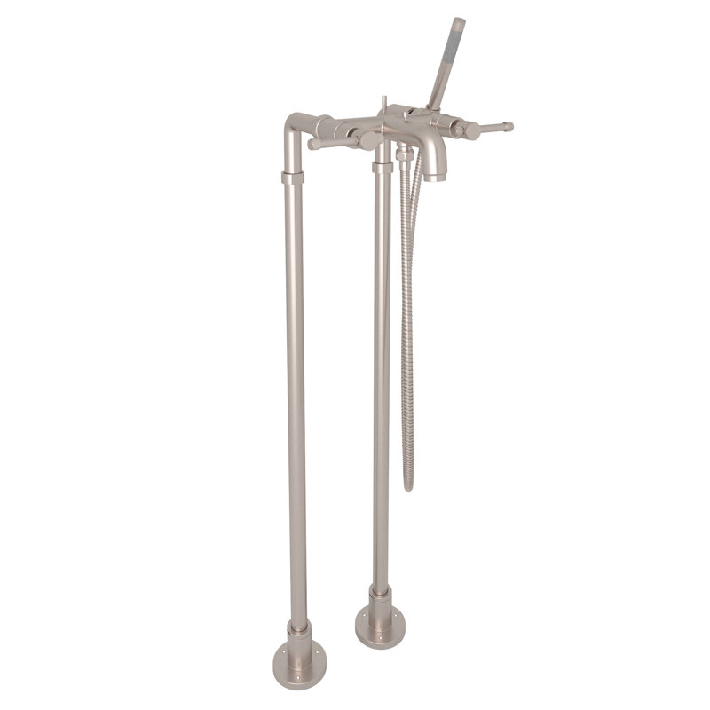 Campo™ Double Handle Clawfoot Tub Faucet, Satin Nickel, Industrial Metal Lever Handle