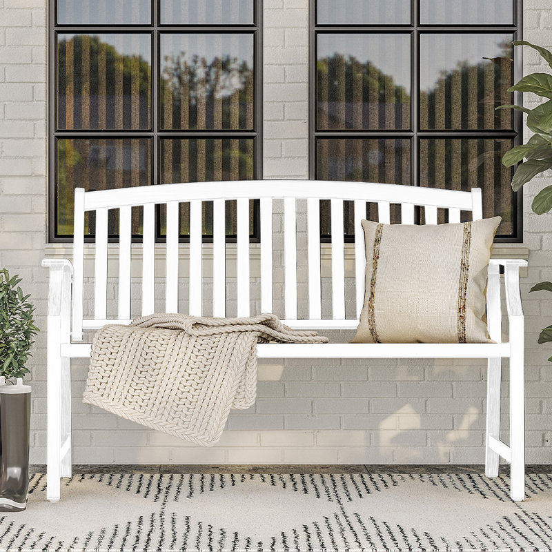 Steel Outdoor Bench, White