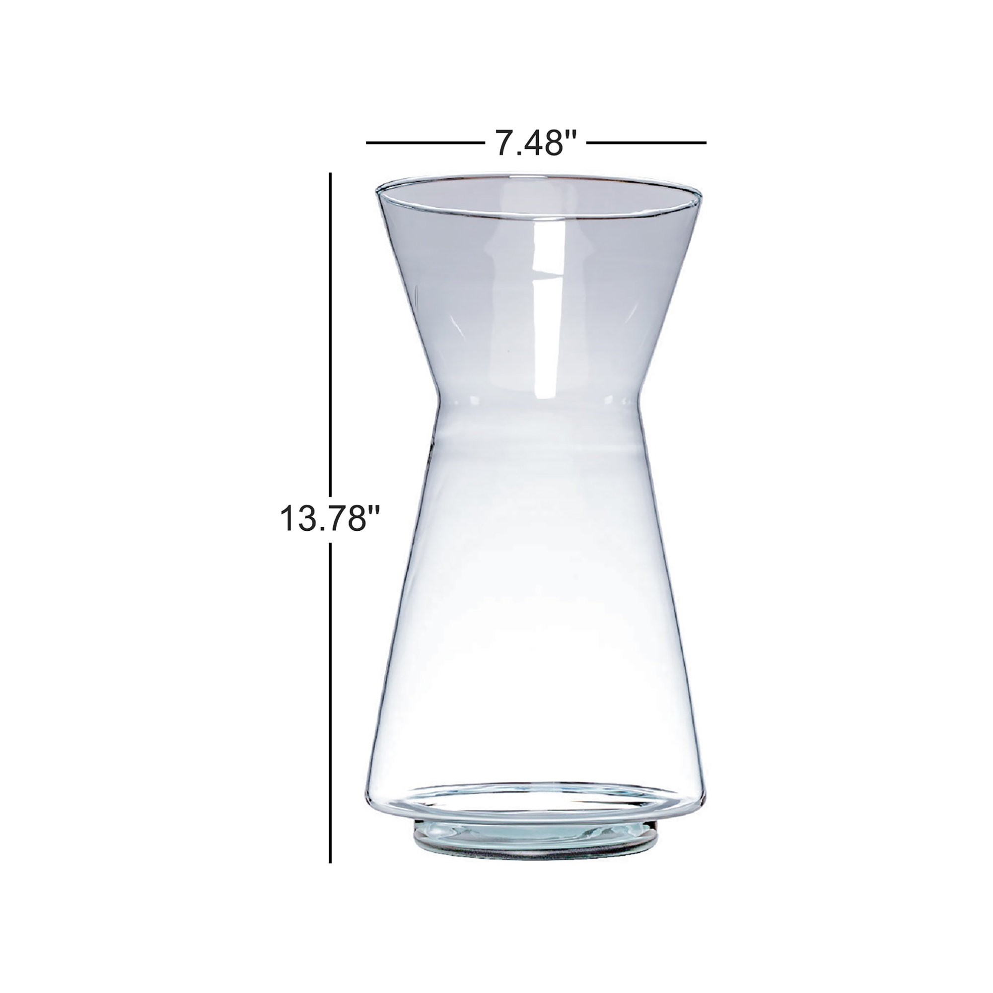 Rianne Mouthblown Recycled Glass Vase, Clear, 13.78" H x 7.48" W x 7.48" D
