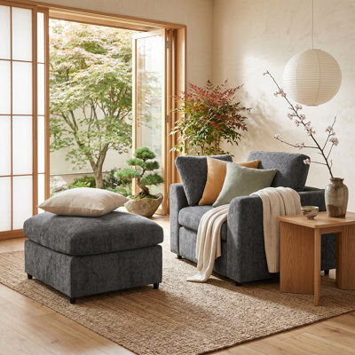 Fauteuil d'appoint avec repose-pieds Chenille