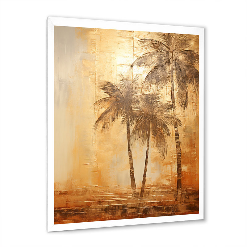 «Vintage Tropical Getaway Sunset Bronze Beach», reproduction sur toile, H 20 po x l 12 po x P 1 po, Cadre blanc