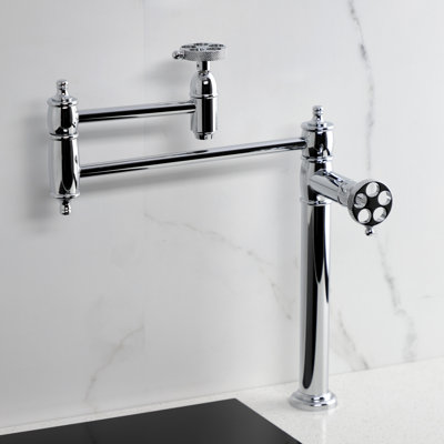 Kingston Brass Webb Two-Handle 1-Hole Deck Mount Pot Filler Faucet with Knurled Handle