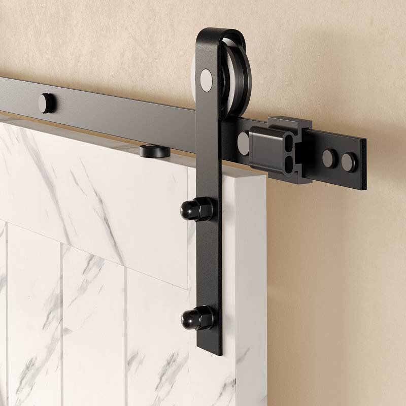 Manufactured Wood Paneled Sliding Barn Door with Installation Hardware Kit,Sliding Closet Door with PVC Surface, White Marble