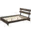 Lit plateforme contemporain de taille double avec tête de lit à lattes à revêtement brun contemporain, en bois, dans une boîte pour la configuration de la chambre à coucher-1858497213