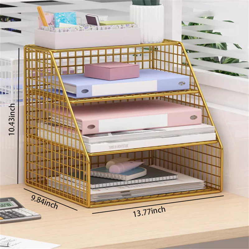 Marketa Metal File Organizer, Gold