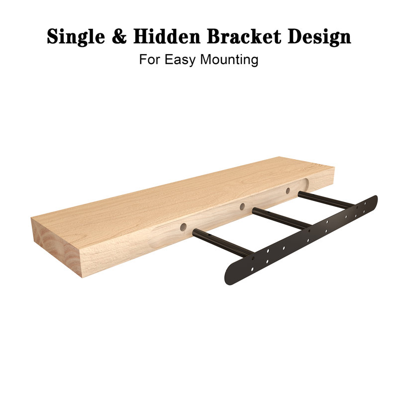 Chalissa 2 Piece Solid Wood Floating Shelf, Natural Wood, 1.57" H x 24" W x 6" D