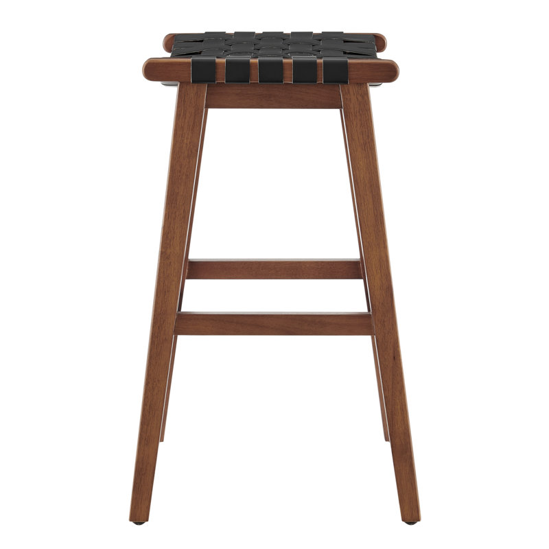 Kelin Counter Stool with Solid Wood Frame, Medium Brown/Black