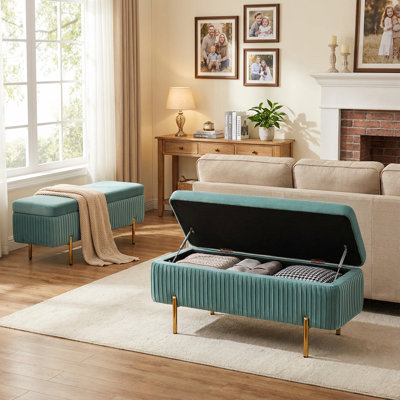 Banc de rangement en velours Leaysia