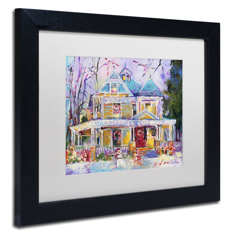 « christmas house », impression sur toile, H 11 po x l 14 po x P 0,5 po, Cadre noir, Blanc