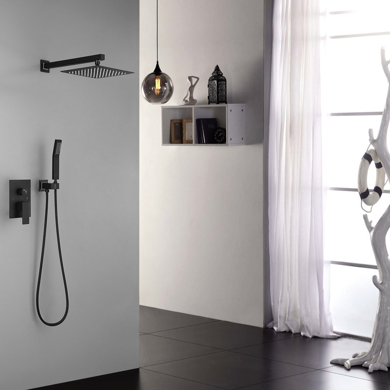 10 Inch Bathroom Shower Head - Luxury Rain Mixer Wall Mounted Matte Black Brass Shaped Flawless Water Discharge Produced Unimpeded Flow