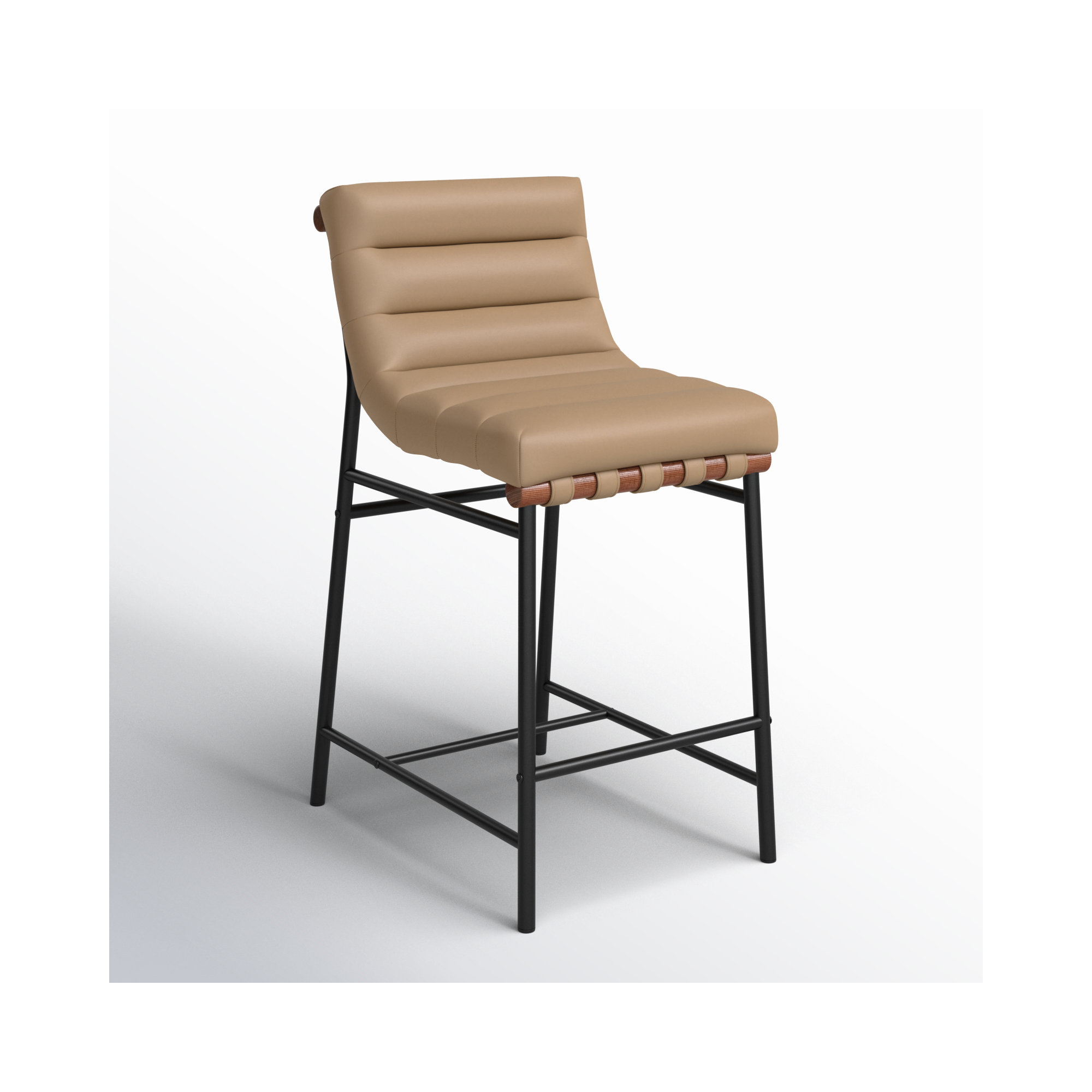 Vincentas Counter Stool, Counter Stool (26.4" Seat Height), Tan Vegan Leather