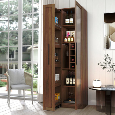 Armoire de cuisine avec armoire de rangement multi-fonctionnelle à plusieurs niveaux, armoire de ferme avec portes en verre, organisateurs de garde-manger pour la cuisine, armoire de bar, salle à manger