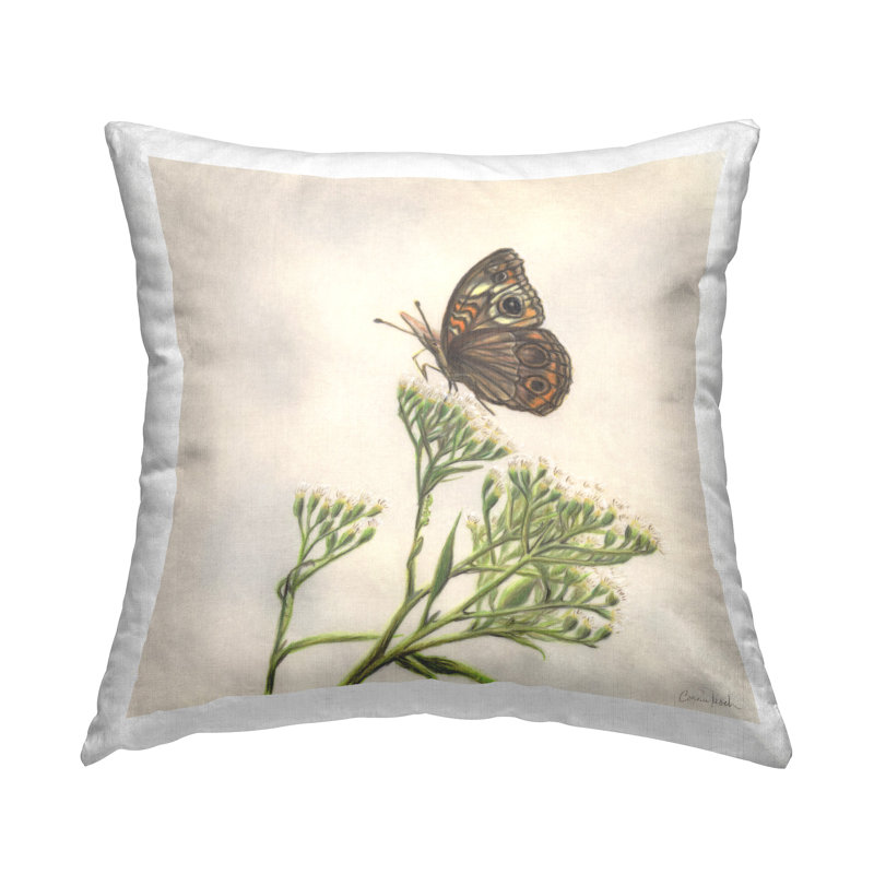 Coussin décoratif à motif de papillons printanier par Connie Resch