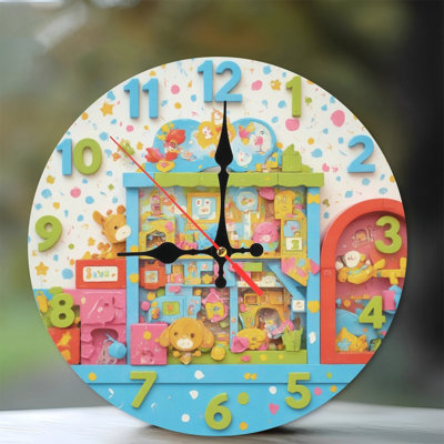 Horloge colorée avec scène de magasin de jouets
