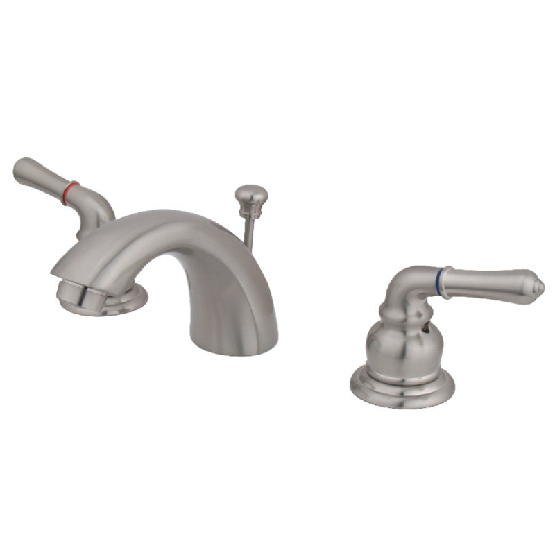 Widespread Bathroom Faucet with Drain Assembly, Satin Nickel, With Pop Up Drain