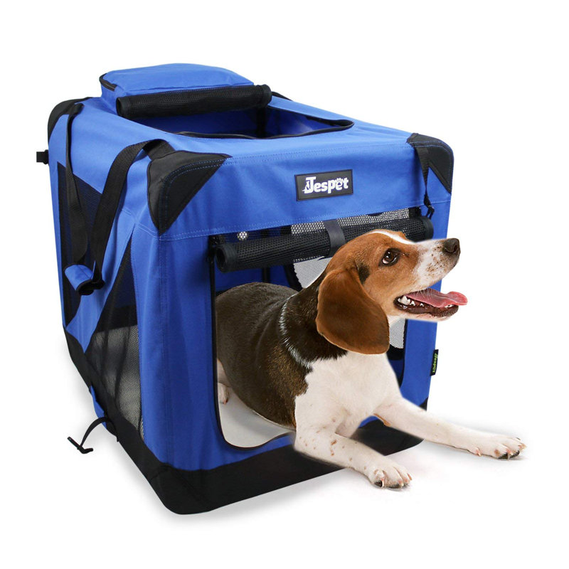  Sac de transport pliable à 3 portes pour animaux, Bleu, Moyen (25.59" H x 9.84" lx 36.61" l)