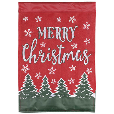 Garden Flag Merry Christmas Tree Flakes