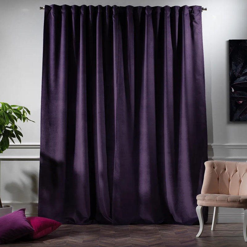 Rideau simple extra long et extra large en velours mat luxueux, 49 Rebecca - mauve, L 52 po x L 63 po
