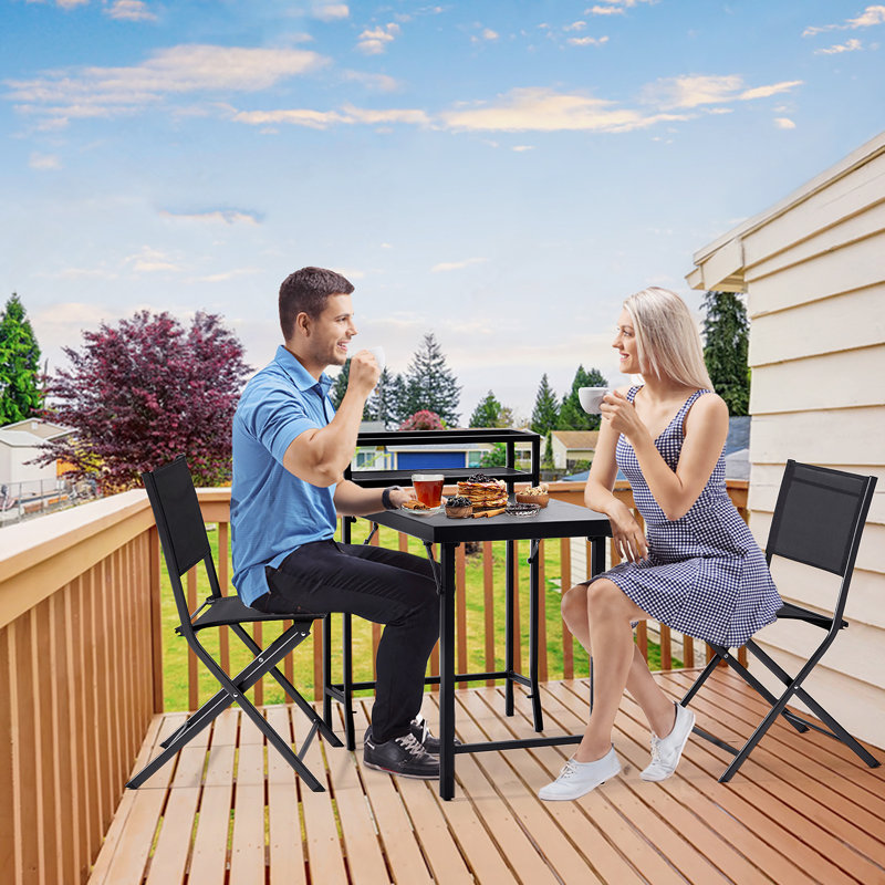 3PCS Patio Bistro Set, Patio Set Of Foldable Patio Table And Chairs,Outdoor Patio Furniture Sets