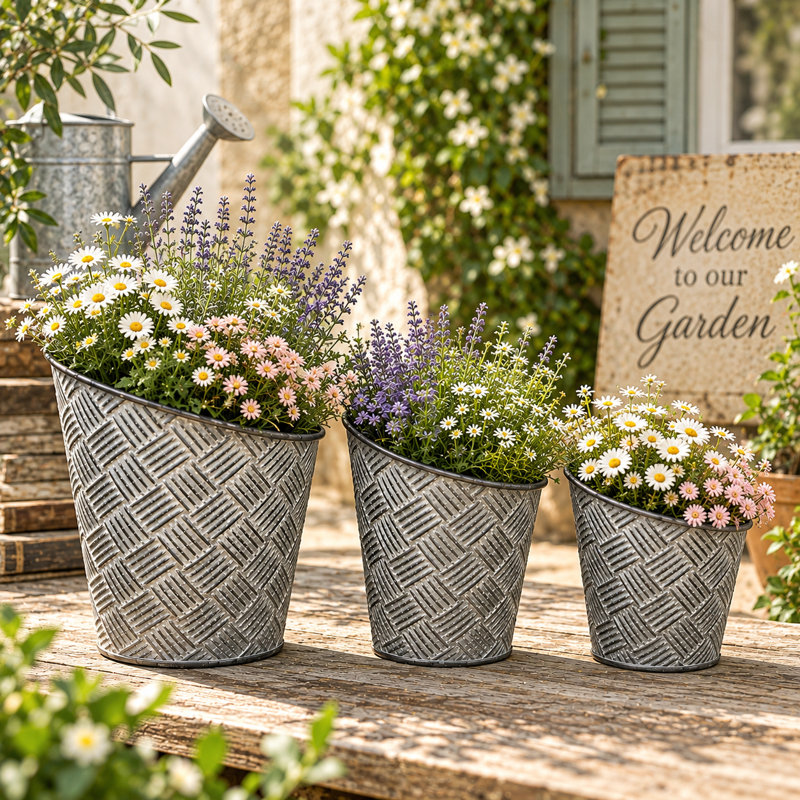 Pot de fleurs en métal - ensemble de 3