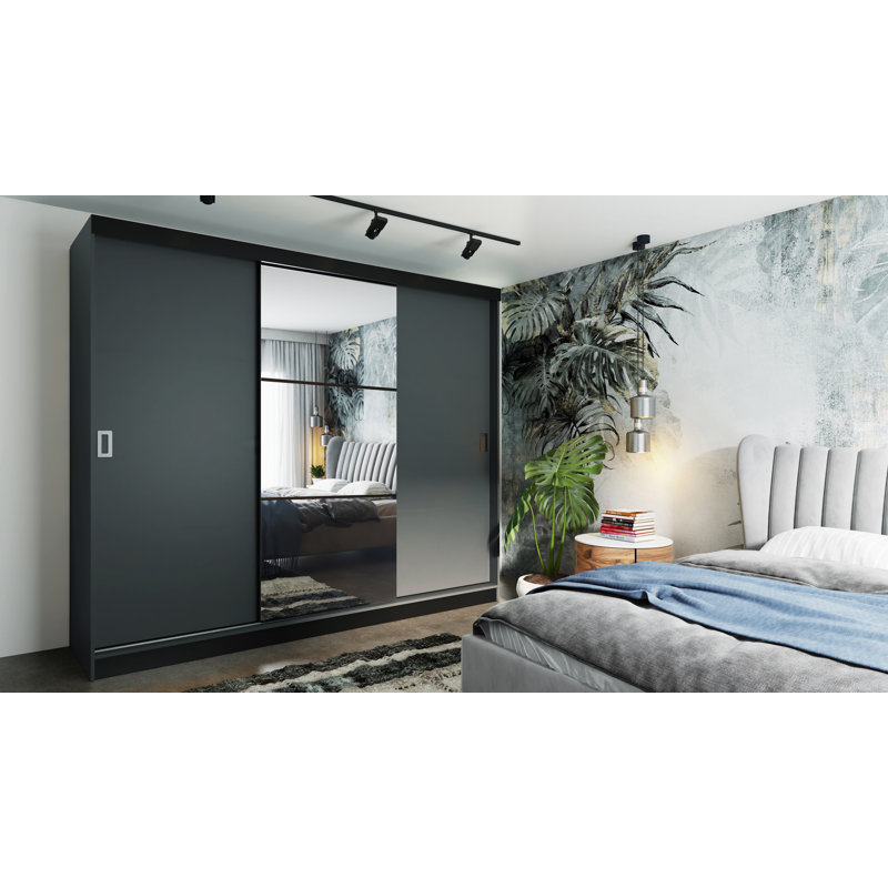 Makal 2 Door Solid + Manufactured Wood Wardrobe, Black
