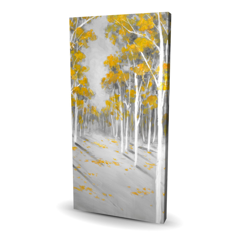 Forêt de bouleaux jaunes - paysage de toile jaune pour la décoration intérieure, H 48 po x l 24 po