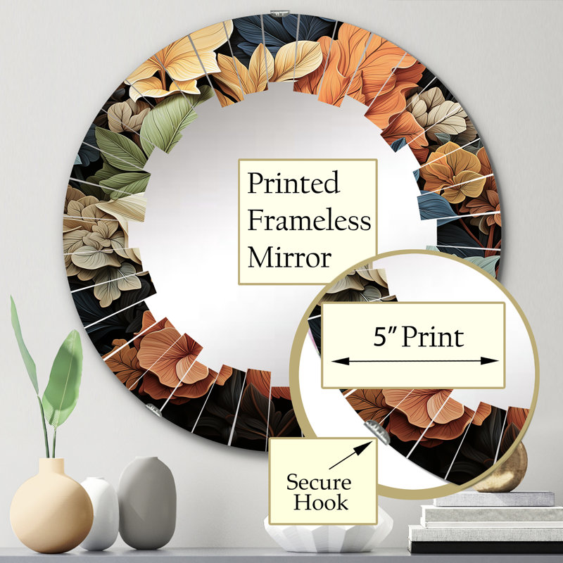 Loyers - Miroir mural floral rond, 24 po x 24 po