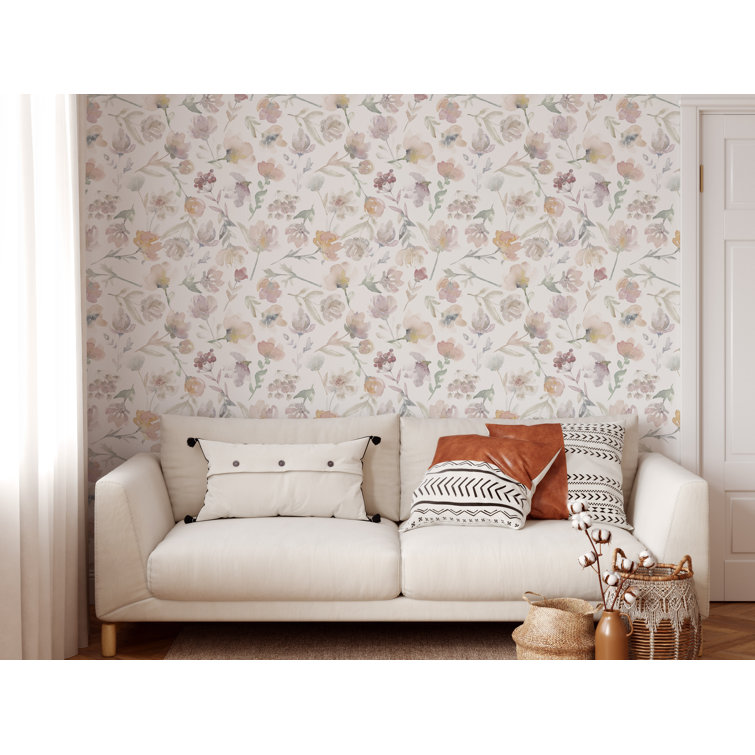 Red Barrel Studio® Beige Leaves Wallpaper Peel & Stick Floral