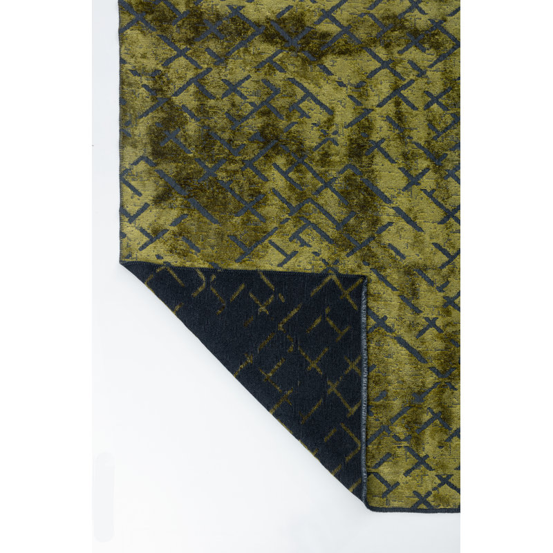 Rapture Green Abstract Luxury Area Rug, Rectangle 7'10" x 11'2", Olive Green