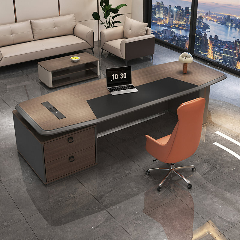 Bureau de direction brun et gris 102,36 po, H 29,53 po x l 102,36 po x P 31,5 po