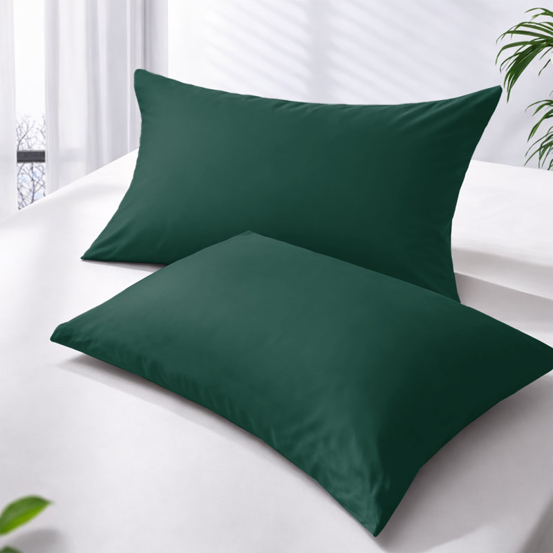 Microfiber Solid Colour Duvet Cover Set, Emerald, Double Duvet Cover + 2 Pillowcases