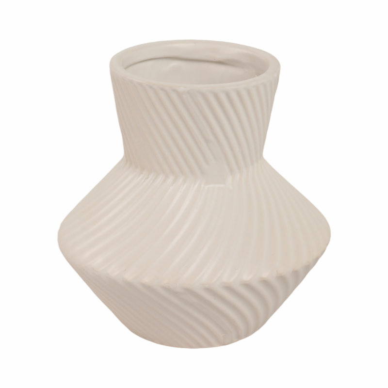 Meyke Contemporary Stoneware and Ceramic Vase with Sculptural Textured Design and Modern Curved Silhouette for Sleek Decorative Display