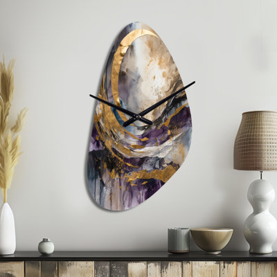 Horloge murale en métal à encre liquide mauve captivante Breau