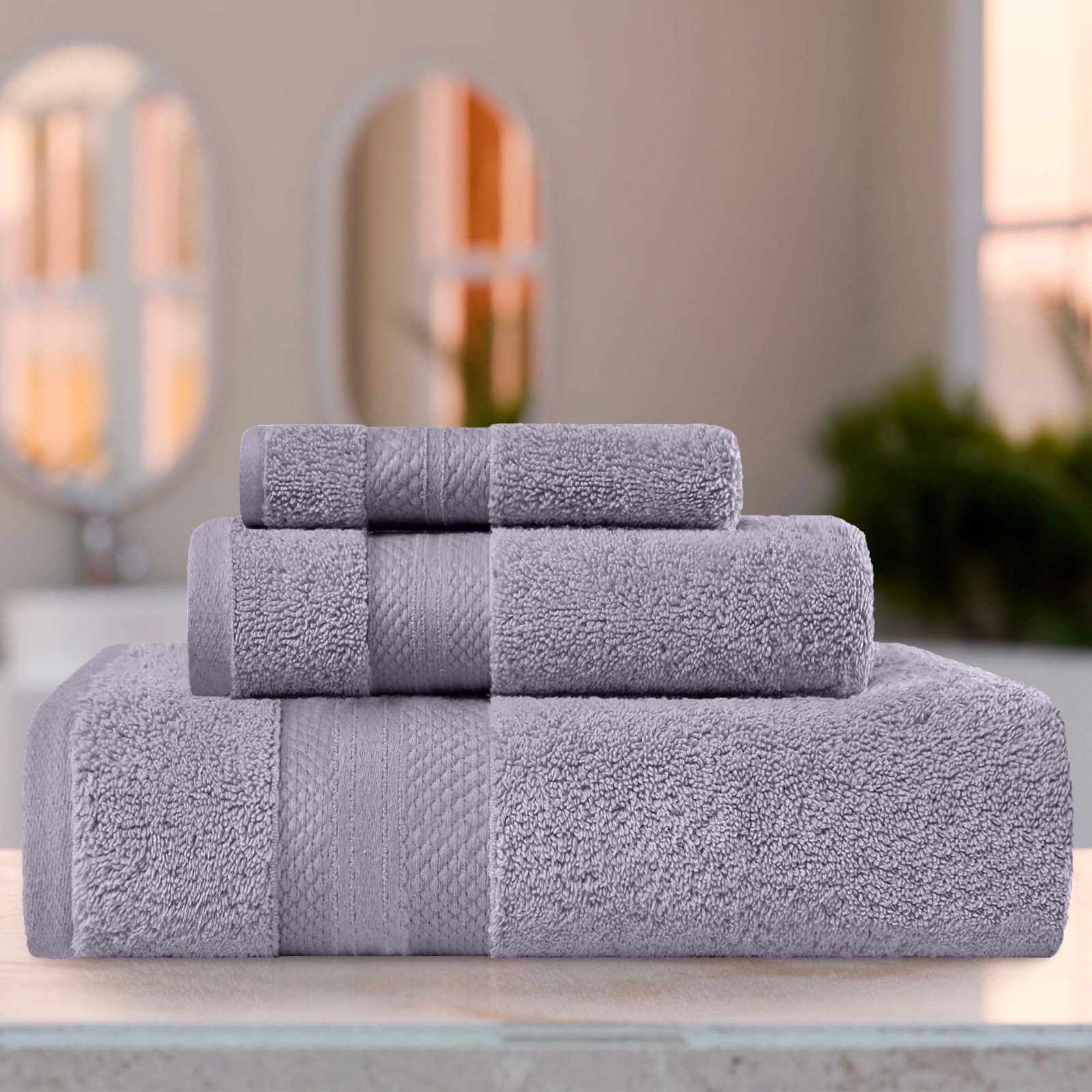 Finnian Turkish Cotton Bath Towel, Wisteria, 3 Piece Towel Set
