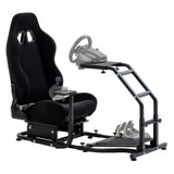 Anman Racing Simulator Stand with Black Seat, Not Include Steering wheel & Wheels & Pedals and Shifter Handbrake