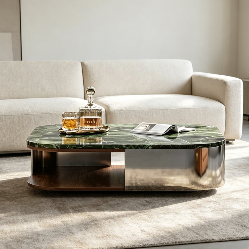 Table basse italienne en marbre minimaliste, H 12,6 po x l 39,4 po x P 39,4 po