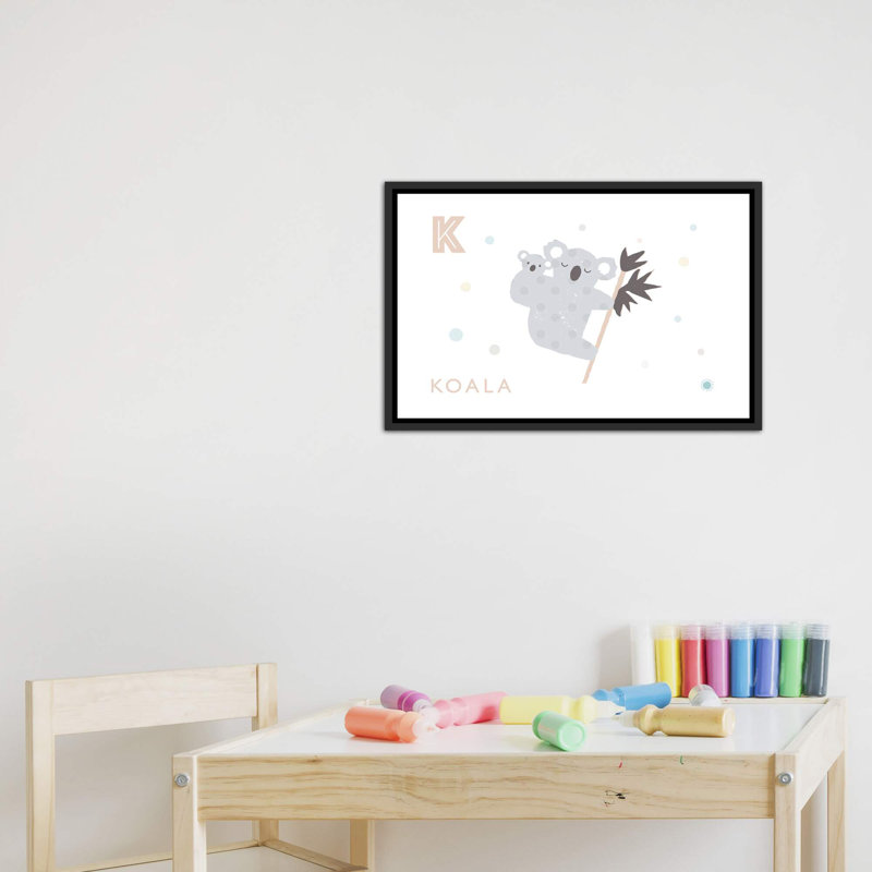 Koala - reproduction d'impression, Toile avec cadre noir patiné, Pas de tapis, H 18 po x l 26 po x P 1,5 po