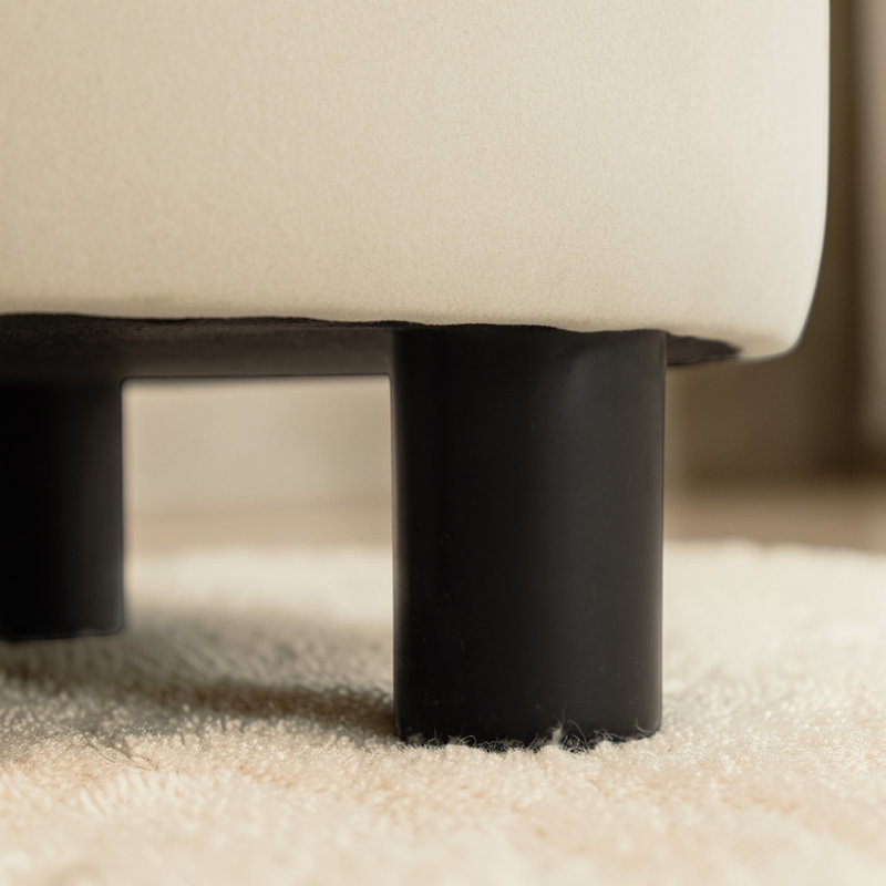 Table basse ronde avec repose-pieds avec couvercle réversible, Beige