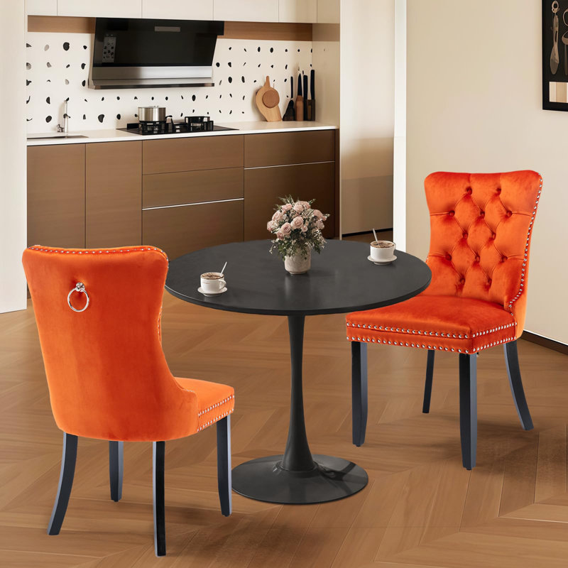 Ensemble de table de salle à manger Aya-Rose, Noir, Orange