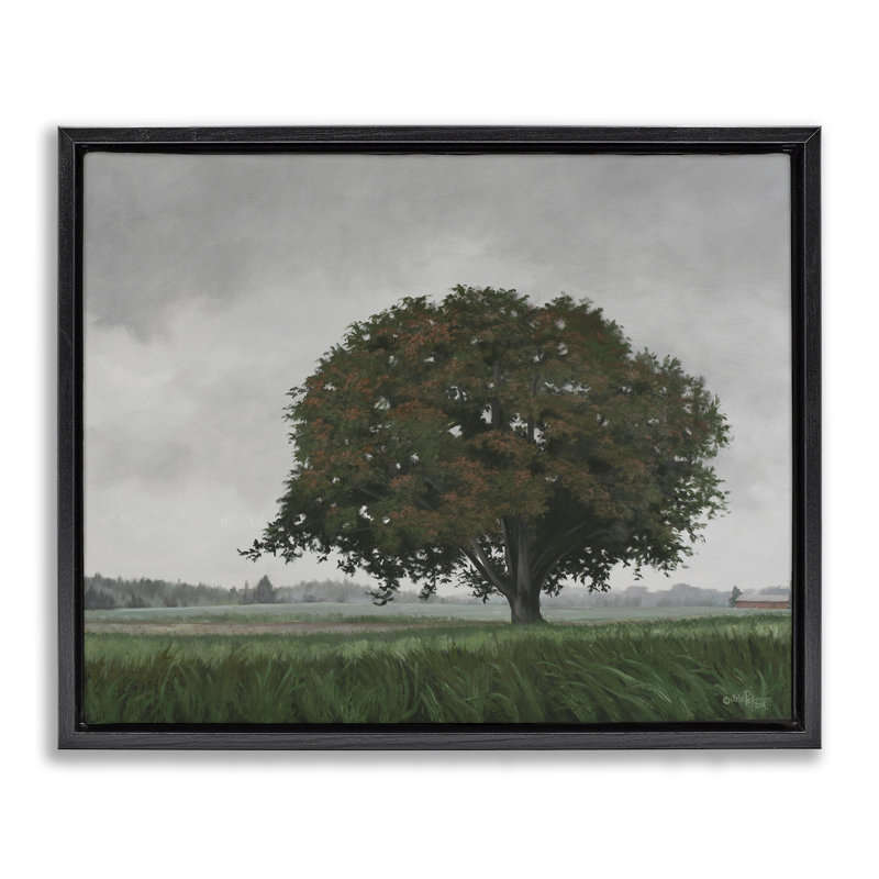 Atmospheric Lone Tree Floating Frame, design by Julie Peterson, Jet Black Floater Frame, 17" H x 21" W