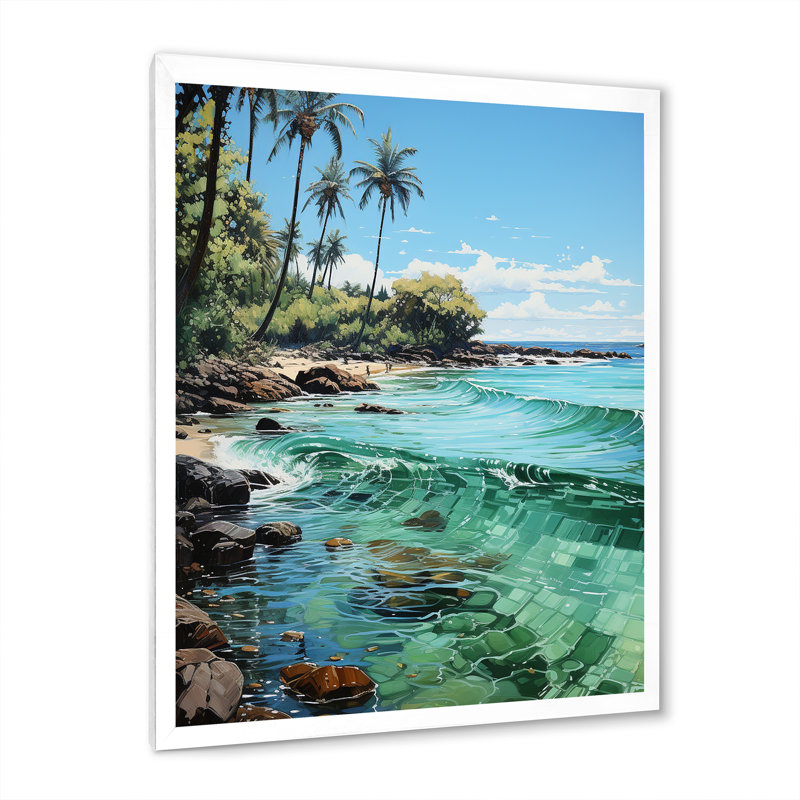 «Riehle Palm Trees Palms IV», reproduction d'art sur toile, H 44 po x l 34 po x P 1,5 po, Cadre photo blanc