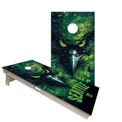 Seattle 2x4 Cornhole Board Set | Includes (2) Boards (8) Bags & Optional Accessories
